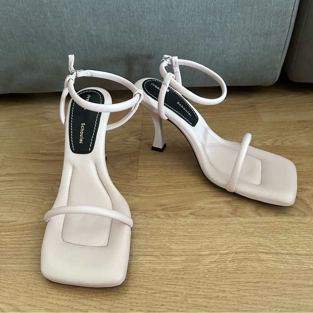 Proenza Schouler Square Padded Light Pastel Pink Sandals Size 36.5
